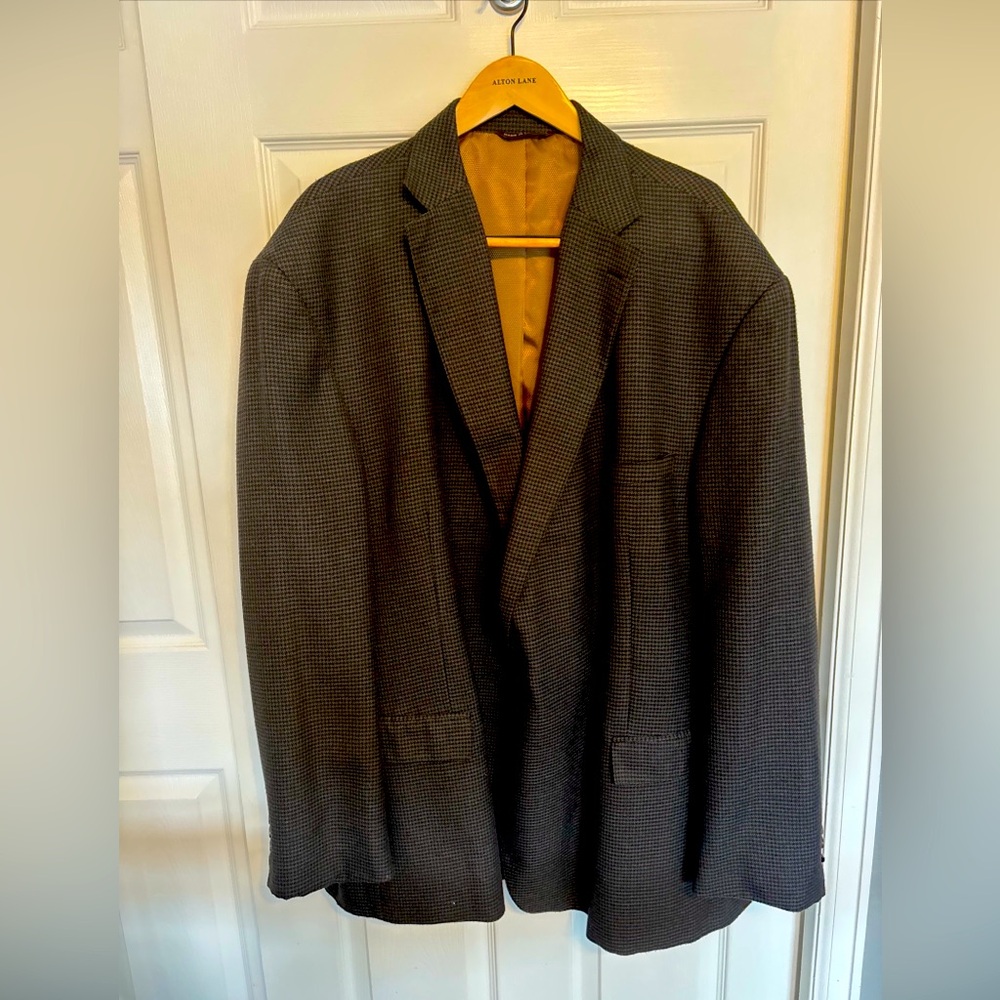 Oak Hill Blazer Jacket Men's 4XLT Brown Checked Polyester Rayon Single Breasted